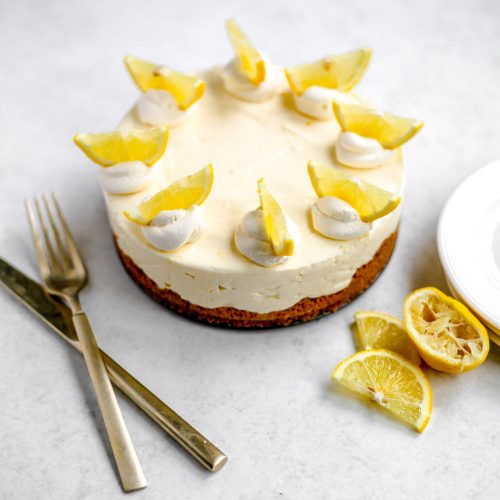 Healthy Crustless Meyer Lemon Cheesecake | Nutrition in the Kitch
